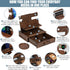 Wood Phone Docking Station for 3 Phones, Nightstand Organizer with Drawer for Valuables, Apple Watch Compatible