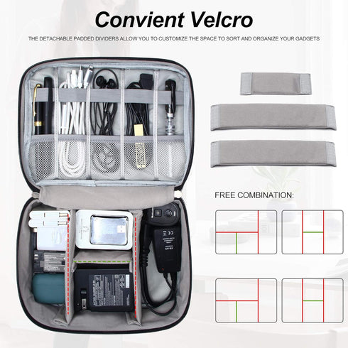 Electronic Bag Travel Cable Accessories Bag, Waterproof Double Layer Electronics Organizer, Portable Storage Case for