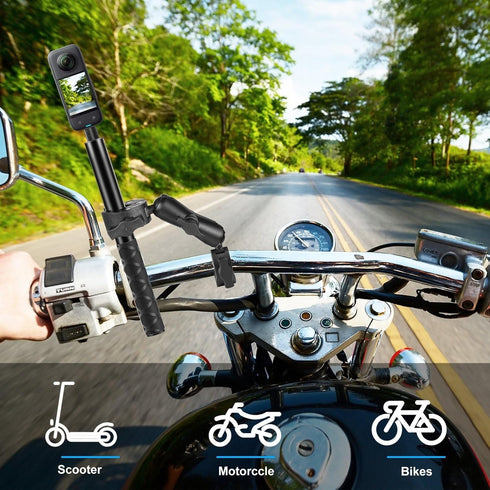 PULUZ Double Camera Clamp Mount, Crab Plier Clip Bracket Magic Arm, Umbrella Clamp for Motorcycle, Bike, Desktop