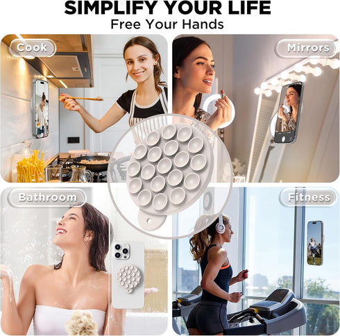HSAOHD Magnetic Suction Cup Phone Mount with MagSafe, Silicone Hands-Free Grip Holder for iPhone Case and Android