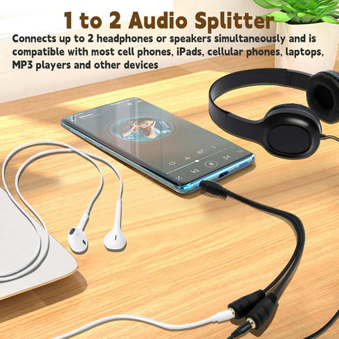 ONXE 2-Pack Gold Plated 3.5mm Stereo Jack Splitter Cable Adapter Connectors ,3.5mm Male To 2 X Female - for Connecting External Speakers or Use Both Output for Speakers For Ipod, Mp3 Player by ONXE