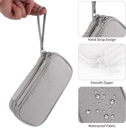 JIAKAI Travel Cable Organizer, Double Layer Electronics Accessories Organizer Bag for Cable, Charger, Phone - Grey