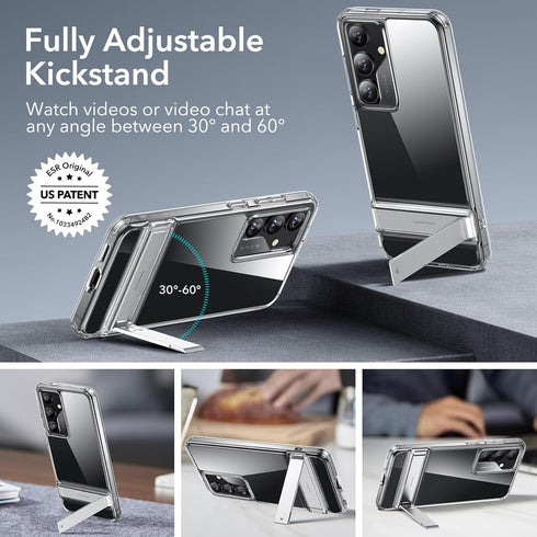 ESR for Samsung Galaxy S24 Case, Kickstand S24 Cover with 3 Stand Modes, Military-Grade Drop Protection, Shockproof Slim Phone Case with Patented Kickstand, S24 Cover with Stand, Boost Series, Clear