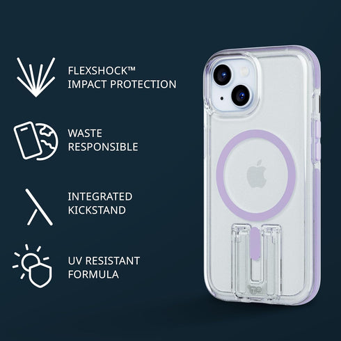 tech21 16e 15 EvoCrystal Kick case for iPhone / - Compatible with MagSafe - Impact Protection Case - Lilac