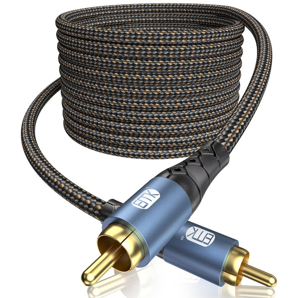 EMK Subwoofer Cable RCA to RCA Audio Cable, 24K Gold-Plated, Supports Amplifiers, Home Theater, Hi-Fi Systems