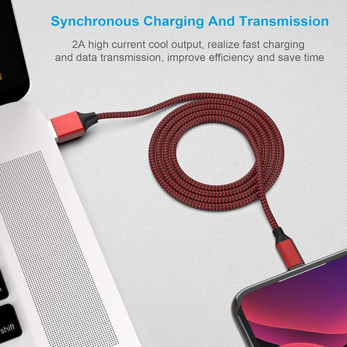 Apple MFi Certified 6-Pack Lightning Cables: 3/3/6/6/6/10 FT, Fast Charging, Nylon Braided, Compatible with iPhone 14