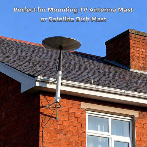 12" 2 Heavy-Duty Antenna Mount Bracket, Adjustable Antenna Mast Mount, Waterproof Wall Mount Pair for TV Antenna Mast