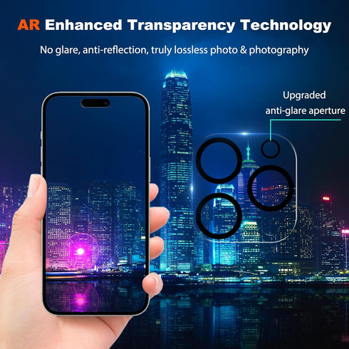 Ultra HD Tempered Glass Lens Protector for iPhone 15 Pro & Pro Max - 3 Pack, Anti-Scratch, Easy Install, Case Friendly.
