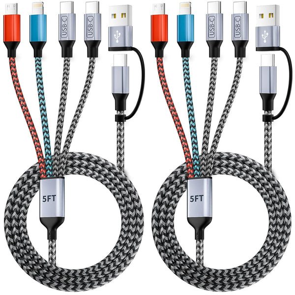 Jogrytece 4 in 2 Multi Charging Cable, USB C Cable with Dual Type-C/IP/Micro