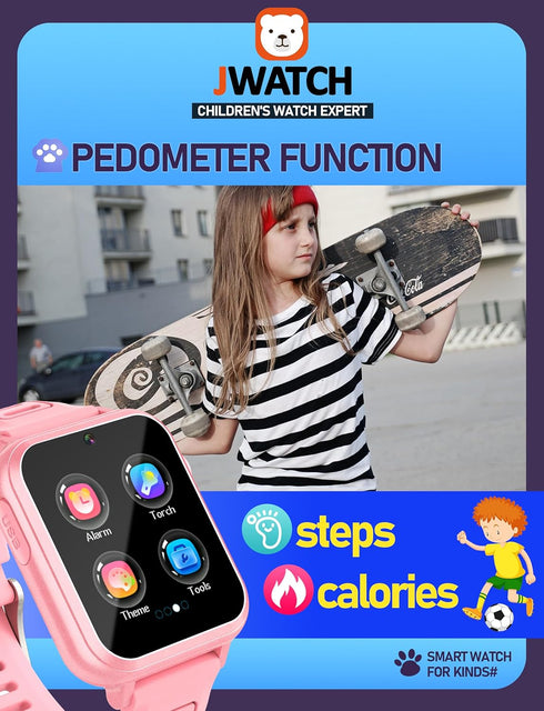 Kids Smart Watch for Boys Girls 6-12, Pedometer, Audio Book, Camera, Music Player, Birthday Present (Pink)