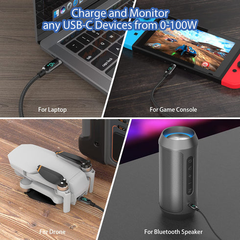 SOOPII 100W Fast Charge USB C to USB C Cable, 4ft Nylon Braided with LED Display for iPhone 15/15 Pro/15 Plus/15 Pro