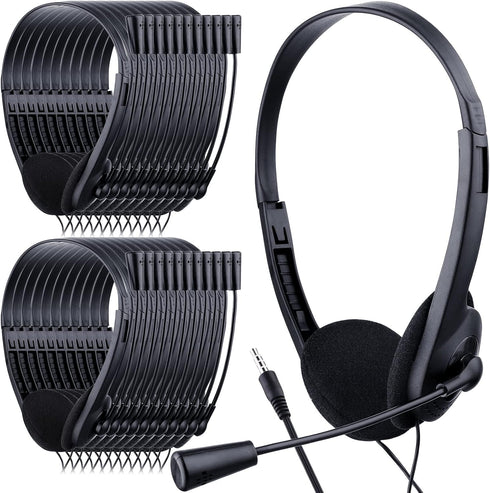 Yunsailing 30 Pack Classroom Headphones with Microphone | Lightweight Adjustable Earphones | 3.5 mm Jack