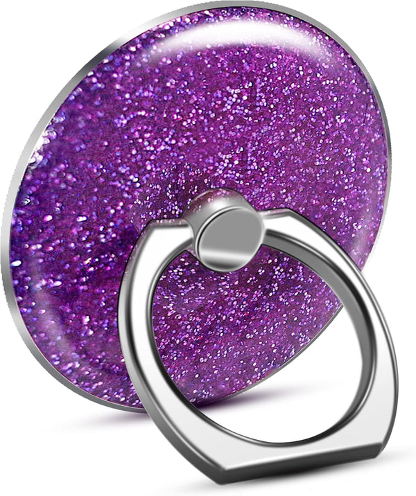 Bling Glitter Phone Grip, Round Cell Phone Ring Holder Stand in Purple for Women, Compatible with Smartphone, Tablet