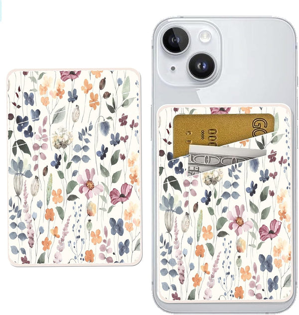 AOHRO Phone Card Holder - Dual Pocket Leather Wallet with Adhesive, Cute Credit