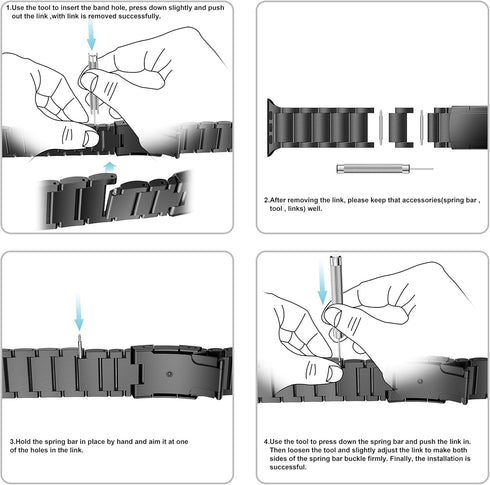 Titanium Band for Apple Watch, Compatible with 49mm, 45mm, 44mm, 42mm, Black Metal Replacement Strap
