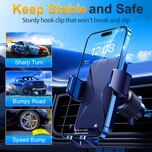Qifutan 360 Mounts(4-7 Inch) Cell Phone Holder for Car Mount Car Vent Phone Mount, Rotatable, Hands-Free Air Vent