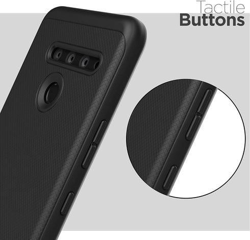 ENCASED LG V50 ThinQ Case, Thin Armor Slim Fit Flexible Grip Phone Cover in Black