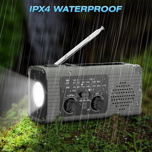 Emergency Radio, 4000mAh Solar Hand Crank AM/FM/NOAA Portable Weather Radio with Phone Charger