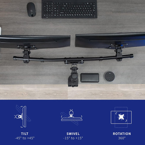 VIVO MOUNT-VW02A Dual VESA Bracket Adapter, Horizontal Assembly Mount for 2 Monitor Screens up to 27 inches