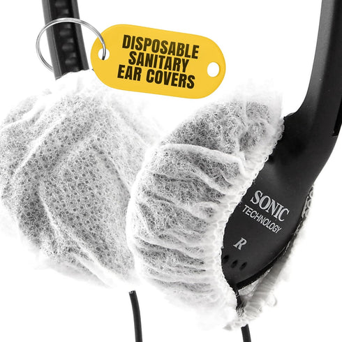 Sonic Technology Disposable Sanitary Ear Covers for Headphones: 50 Pair (2.5") Woven Paper Caps