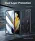 FNTCASE Samsung Galaxy S21 Ultra Case: Rugged Military Grade Shockproof TPU Cover with Kickstand, Matte Black, 6.8"