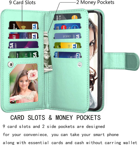 Njjex Wallet Case for iPhone 11 PRO Max 2019, PU Leather ID Credit Holder Folio Flip with Detachable Kickstand