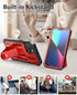 Protective Case for iPhone 13/14, Heavy Duty Military Grade Cover with Built-in Kickstand, Shock Proof Red