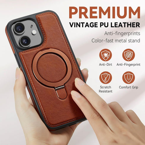12/12 6.1", for iPhone Pro Case with Stand, Compatible with MagSafe, Slim PU Leather & TPU Drop-Proof Protective