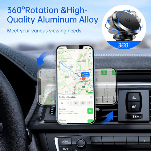 Syncwire Magnetic Phone Holder for Car, Super Strong Magnet Phone Holder Mount Air Vent 360° Rotatable Cell Phone Holder Mount for Car Compatible iPhone 14 13 12 11, Pro, Pro Max, X XS XR,Android
