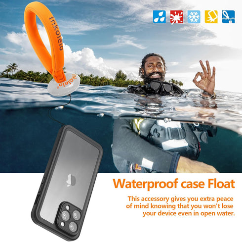 inkolelo iPhone 15 Pro Waterproof Case, Built-in Screen Full-Body Protector with Floating Strap, IP68 Waterproof Case -