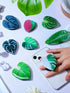 Macarrie 8 Pcs Tropical Leaves Phone Holder Green Plant Cell Phone Grip Holder Monstera Philodendron Anthurium Mobile
