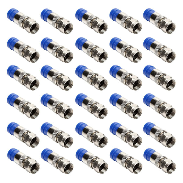 RG6 Compression F Type Straight Antenna Cable Connector Coax Adapter, Pack of 30