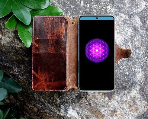 Yogurt 8 5G, 8 Case for Google Pixel Pro - Genuine Leather Wallet Cover for Pixel Pro, Handmade Dark Brown