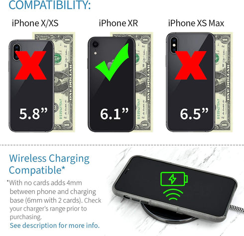 Dockem Wallet Case for iPhone XR (6.1"), Built-in Metal Plate for Magnetic Mounting & 2 Credit Card Holders