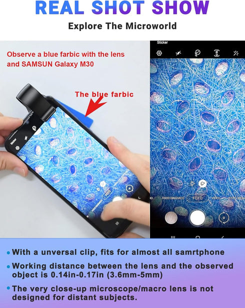 APEXEL 100x Nano Zoom Phone Micro Lens with LED Light for Smartphone - Pocket Microscope & Camera Lens Attachment
