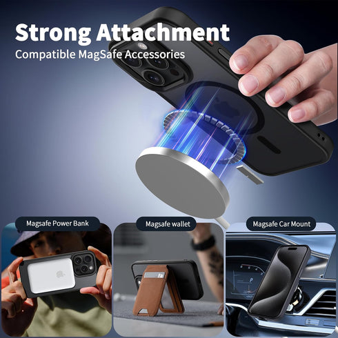 CACOE iPhone 15 Pro Max Magnetic Case 2023, 6.7", Shockproof, Anti-Fingerprint, MagSafe & Car Mount Compatible, Black.