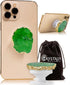 Grips Crystal Phone Grip & Stand, Expandable Collapsible Holder for Smartphones/Tablets - Green Druzy Natural Gemstone