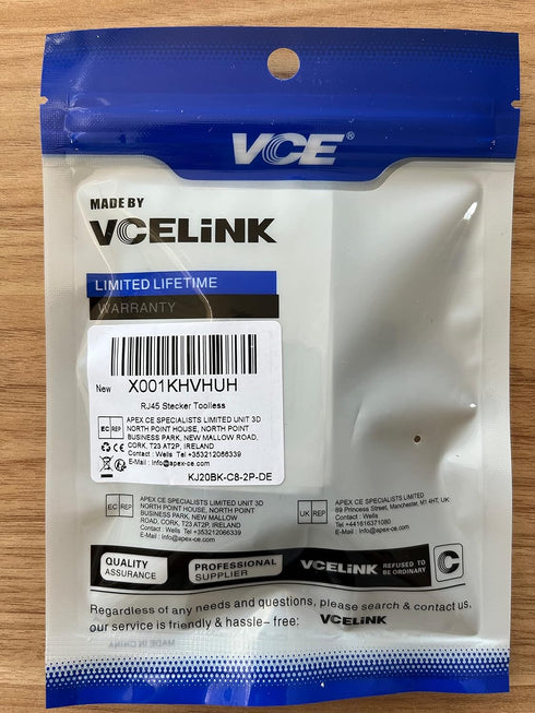 VCELINK Tool Free RJ45 Connectors Cat 8, Shielded Modular Plugs 40 Gbps 2000MHz PoE++, 2-Pack