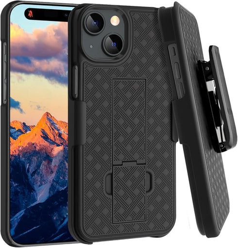 Fingic Case for iPhone 15 Case,iPhone 15 Belt Clip Holster Cases Slim Combo