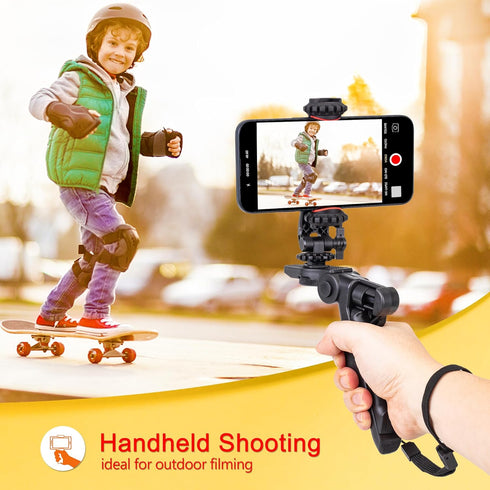 Zeadio Phone Tripod Stabilizer Grip, Smartphone Handheld Portable Selfie Stick Desktop Tabletop Stand Mount Holder