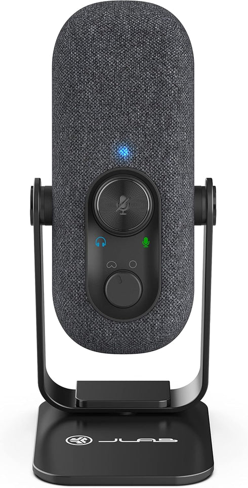 JLab Go Talk USB Microphone, Black, USB-C Output, Cardioid or Omnidirectional, Plug and Play with Volume Control