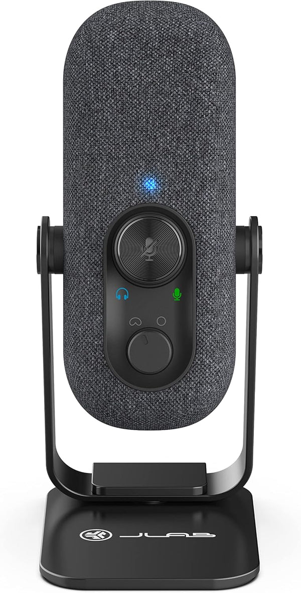 JLab Go Talk USB Microphone, Black, USB-C Output, Cardioid or Omnidirectional, Plug and Play with Volume Control