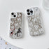 Love Heart Bow Plating Mirror Soft Phone Case Compatible with iPhone Case (Silver,iPhone 13 Pro)