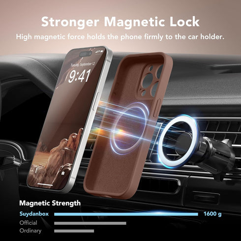 Magnetic iPhone 14 Pro Case, Silicone Shockproof Protective Phone Case with Full Camera Protection and 2 Screen