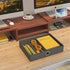 2 WESTREE Dual Monitor Stand Riser with Drawer - Adjustable Length and Angle, Phone Hold, Desktop Organizer