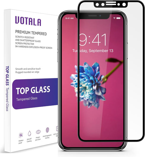 VOTALA iPhone X Tempered Glass Screen Protector - 9H Hardness 3D Touch Compatible Best Glass for Your Phone