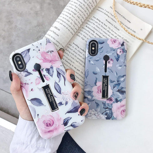 Compatible with iPhone XR Case, Rugged Shockproof Slim Fit Dual Layer Design, 3D Embossed Pink Flowers (White)
