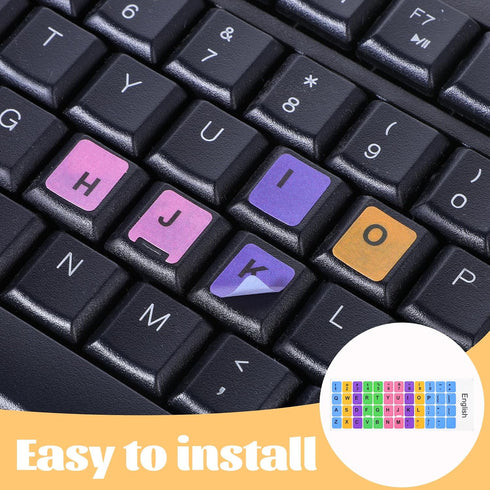 Bruislard 3 Pcs English Keyboard Replacement Letter Stickers, Universal Keyboard Sticker, Rainbow Lettering Stickers