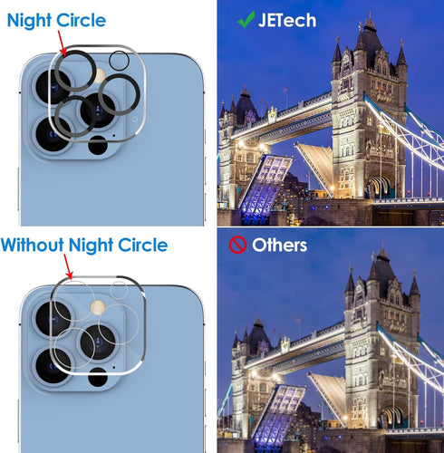 JETech 9H Tempered Glass Camera Lens Protector for iPhone 13 Pro Max & Pro, HD Clear, Anti-Scratch, 3-Pack.