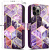 CASEOWL iPhone 13 Pro Max Wallet Case, Magnetic Detachable Leather Flip with 9 Card Holder, Strap, Marble Purple